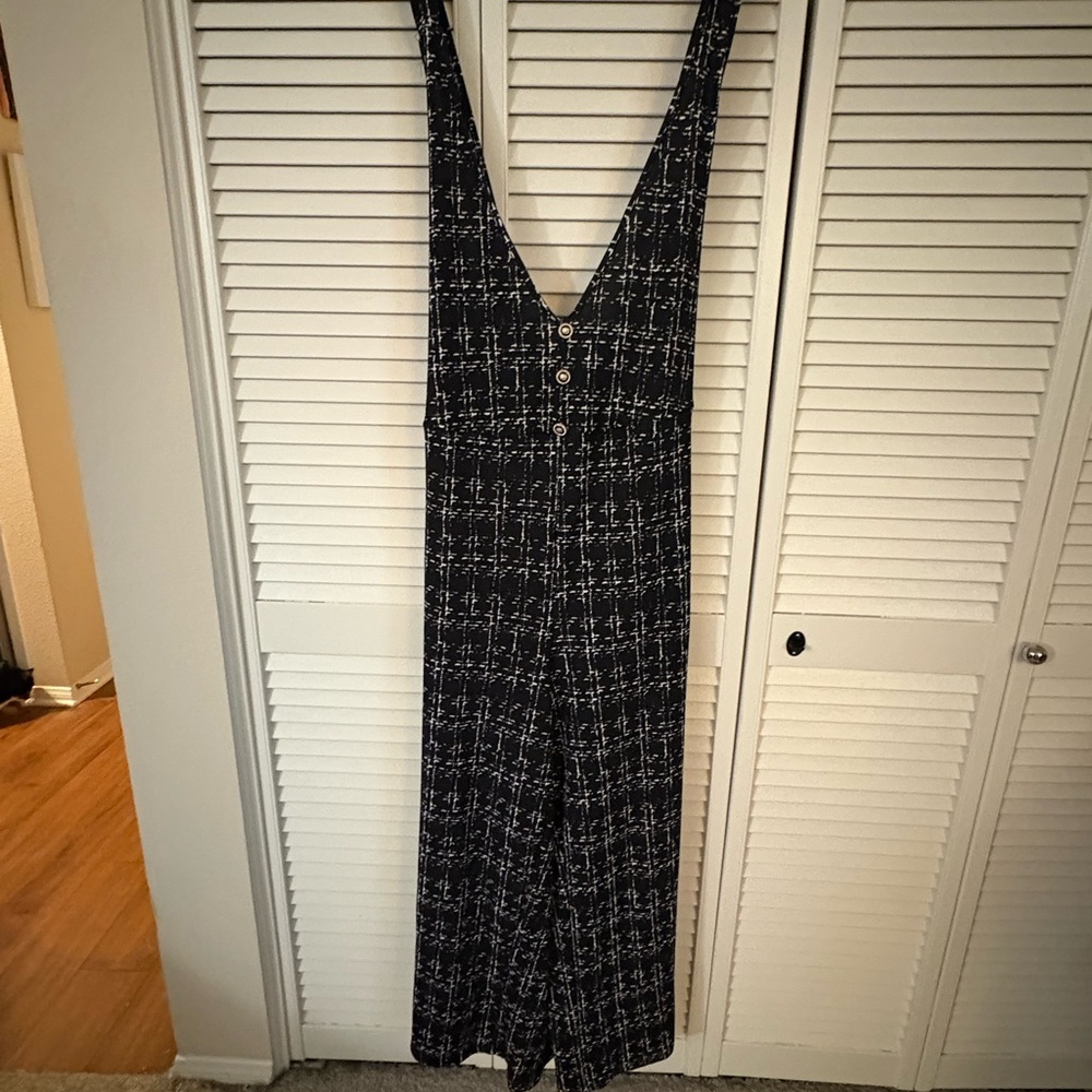 SHEIN Black and White Patterned Jumpsuit